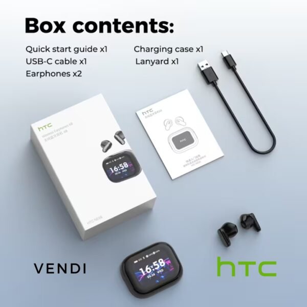 2026 HTC NE68 Wireless Earbuds | High-quality AI Intelligent Voice Translation App, Noise-Canceling Microphone.