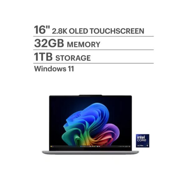 Lenovo - Yoga Pro 9i 16" 2.8K OLED Touchscreen Laptop - Intel Core Ultra 9 2025 - NVIDIA GeForce RTX 5050 - 32GB RAM - 1TB - Luna Grey