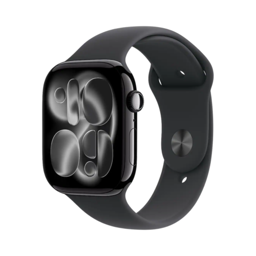 New! Apple Watch Series 11 (GPS) 46mm Jet Black Aluminum Case with Black Sport Band - M/L - Jet Black