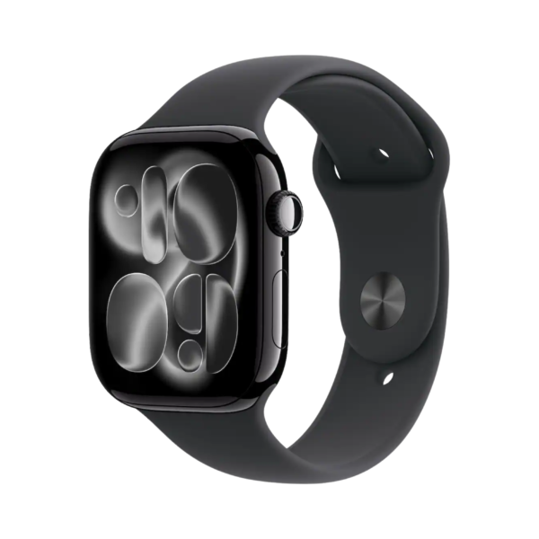 1 New! Apple Watch Series 11 (GPS+Cellular) 46mm Jet Black Aluminum Case with Black Sport Band - M/L - Jet Black