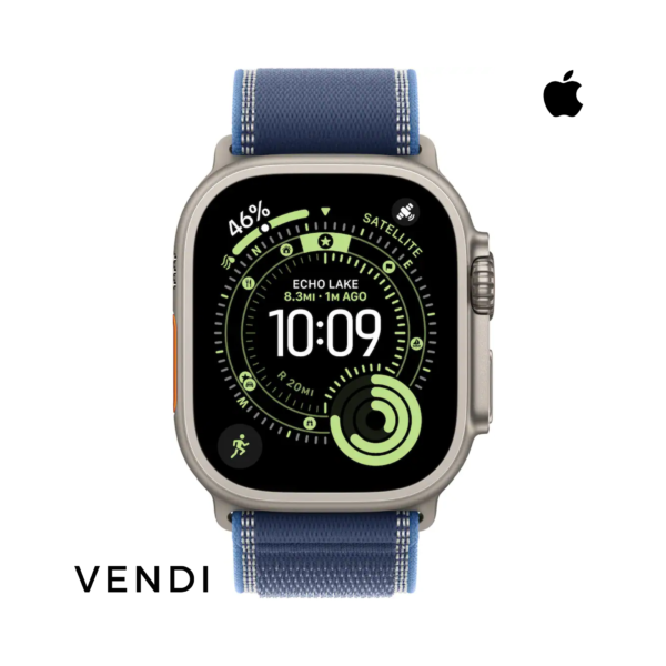 Apple Watch Ultra 3 (GPS+Cellular) 49mm Natural Titanium Case with Blue/Bright Blue Trail Loop Band - Natural