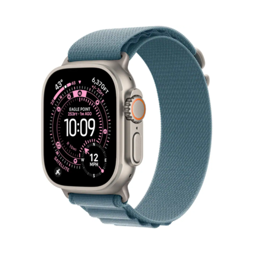 Apple Watch Ultra 3 (GPS+Cellular) 49mm Natural Titanium Case with Light Blue Alpine Loop Band - Natural