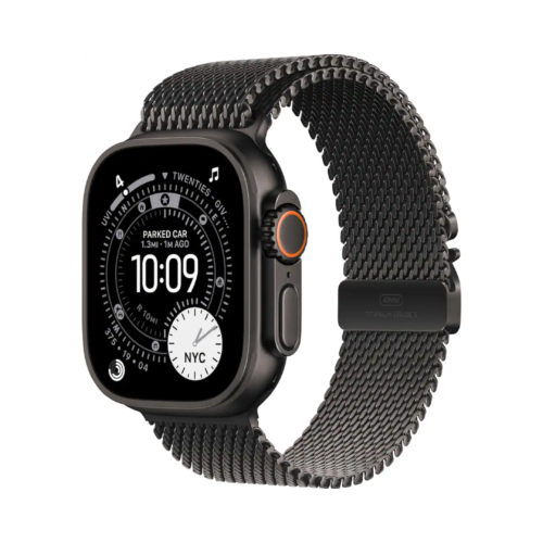 Apple Watch Ultra 3 (GPS+Cellular) 49mm Black Titanium Case with Titanium Milanese Loop Band - Black