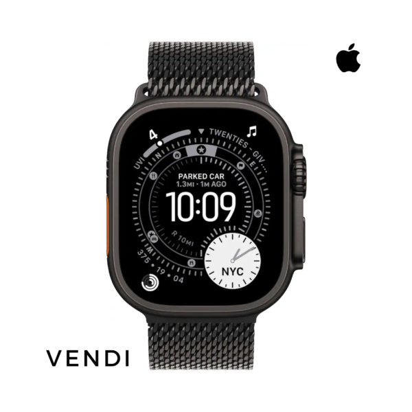 Apple Watch Ultra 3 (GPS+Cellular) 49mm Black Titanium Case with Titanium Milanese Loop Band - Black