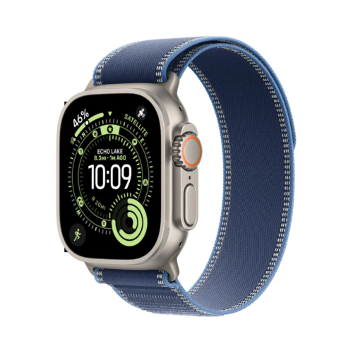 Apple Watch Ultra 3 (GPS+Cellular) 49mm Natural Titanium Case with Blue/Bright Blue Trail Loop Band - Natural