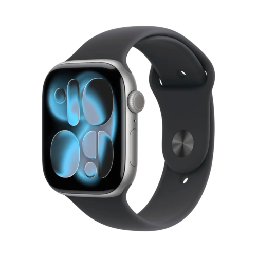 New! Apple Watch Series 11 (GPS+Cellular) 46mm Space Gray Aluminum Case with Black Sport Band - M/L - Space Gray