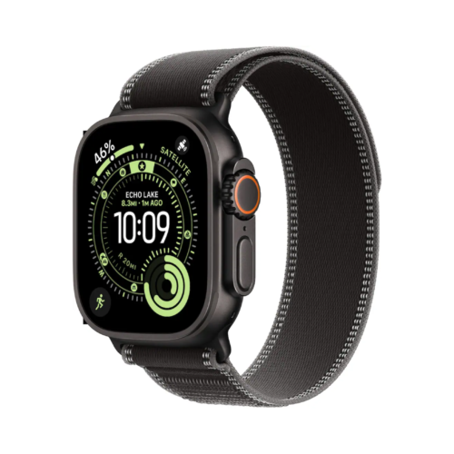 Apple Watch Ultra 3 (GPS+Cellular) 49mm Black Titanium Case with Black/Charcoal Trail Loop Band - Black