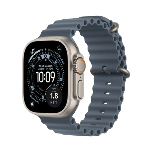 Apple Watch Ultra 3 (GPS+Cellular) 49mm Natural Titanium Case with Anchor Blue Ocean Band - Natural