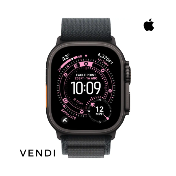 Apple Watch Ultra 3 (GPS+Cellular) 49mm Black Titanium Case with Black Alpine Loop Band - Black
