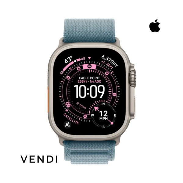 Apple Watch Ultra 3 (GPS+Cellular) 49mm Natural Titanium Case with Light Blue Alpine Loop Band - Natural